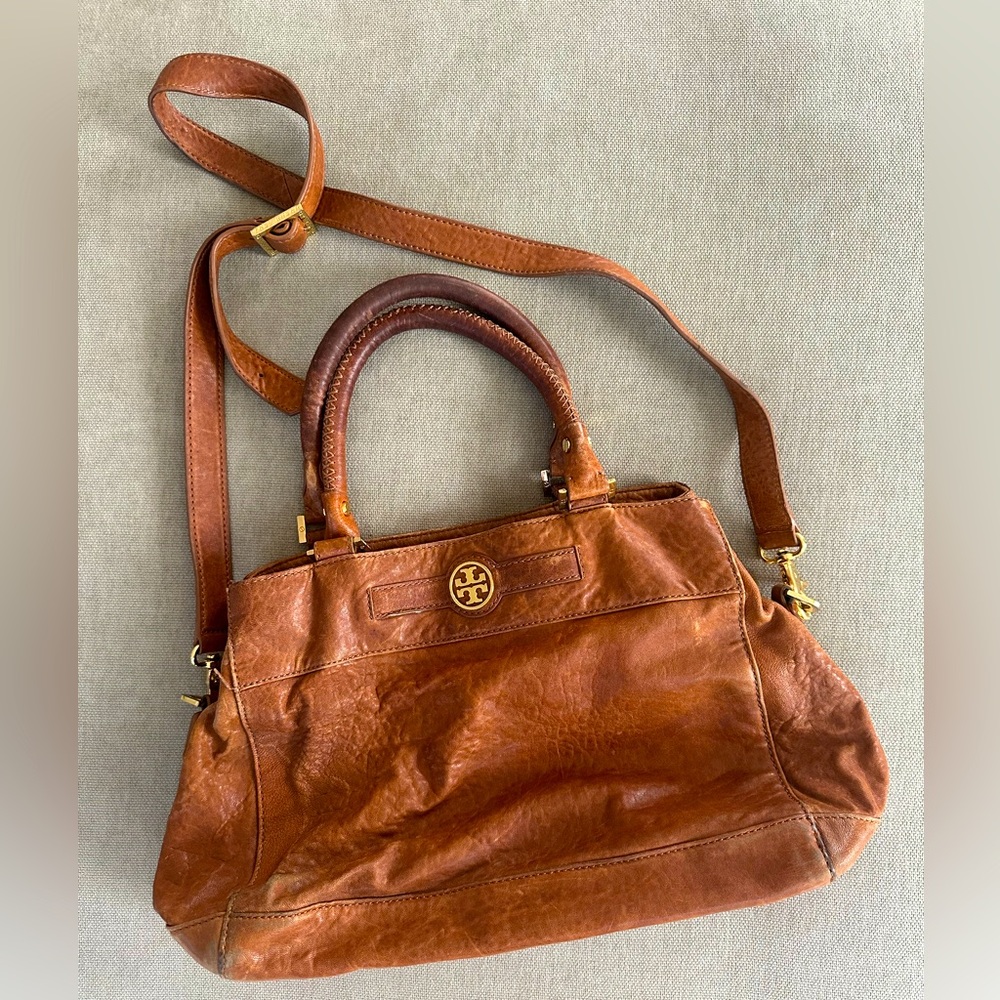 Tory Burch Audra Satchel Tan Brown